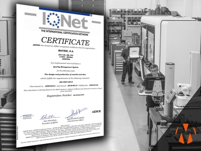 IQNet quality systems certificate for injection mould and dies production